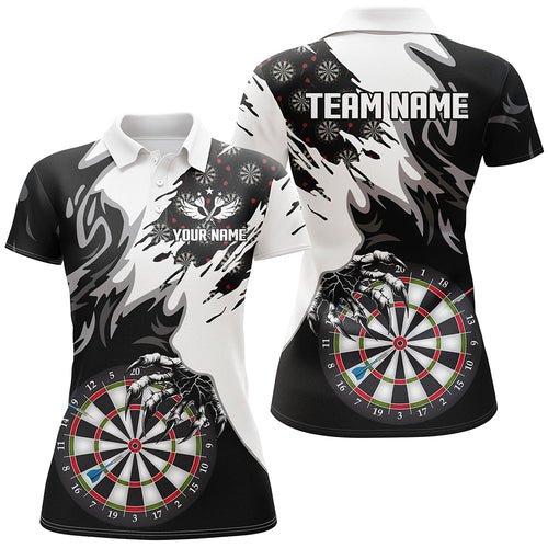 Personalized Black White Darts Board Claws Women Polo & 1/4 Zip Shirts Custom Darts Team Jerseys TDM1550