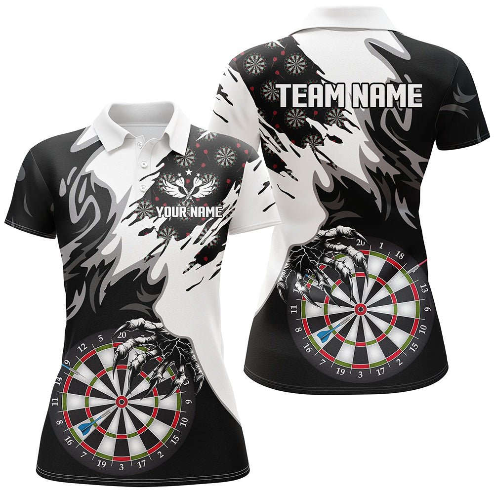 Personalized Black White Darts Board Claws Women Polo & 1/4 Zip Shirts Custom Darts Team Jerseys TDM1550