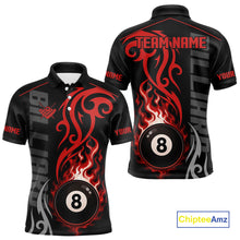 Load image into Gallery viewer, Black And Red Tribal Flame 8 Ball Pool Billiards Shirts For Men Custom Pool Team Jerseys TDM4101