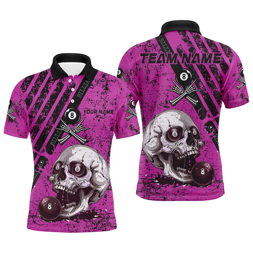 Personalized Pink Blue Billiard Skull Custom Men Billiard Shirts, Billiard Pool Team Club Uniform TDM1931