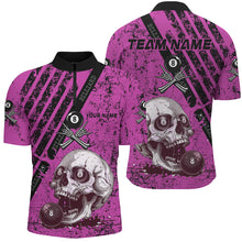 Load image into Gallery viewer, Personalized Pink Blue Billiard Skull Custom Men Billiard Shirts, Billiard Pool Team Club Uniform TDM1931