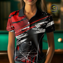 Load image into Gallery viewer, Black And Red 8 Ball Crown Women&#39;s Billiard Shirts Custom Billiards Jerseys, Pool League Team Shirts TDM5131