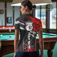 Load image into Gallery viewer, Black And Red 8 Ball Crown Women&#39;s Billiard Shirts Custom Billiards Jerseys, Pool League Team Shirts TDM5131