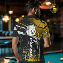 Load image into Gallery viewer, Black And Gold 8 Ball Crown Men&#39;s Billiard Shirts Custom Billiards Jerseys, Pool League Team Shirt TDM5132