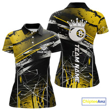 Load image into Gallery viewer, Black And Gold 8 Ball Crown Women&#39;s Billiard Shirts Custom Billiards Jerseys, Pool League Team Shirt TDM5132