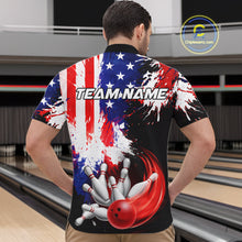 Load image into Gallery viewer, Custom Grunge American Flag Bowling Shirt For Men, Patriotic Bowling Jersey Team Polo &amp; 1/4 Zip TDM6227