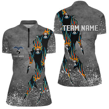 Load image into Gallery viewer, Custom Ball 8 Grey Grunge Billiard Shirts For Women Best Custom Team Name Billiard Jerseys |Blue TDM1561