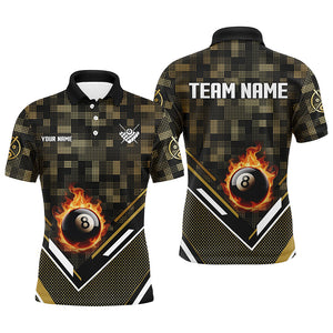 Customized Yellow 8 Ball Fire Tech Camo Pattern Billiard Sport Jerseys For Men Billiard Team Shirts TDM2894