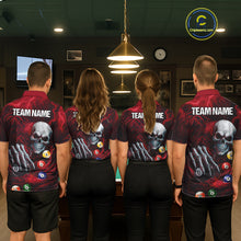 Load image into Gallery viewer, Personalized Red Funny Skeleton Pool Balls Billiard Shirt For Women, Skull Billiard Team Jerseys TDM5343