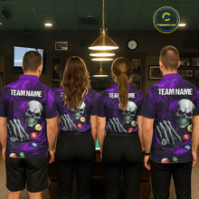 Load image into Gallery viewer, Personalized Purple Funny Skeleton Pool Balls Billiard Shirt For Women, Skull Billiard Team Jerseys TDM5344