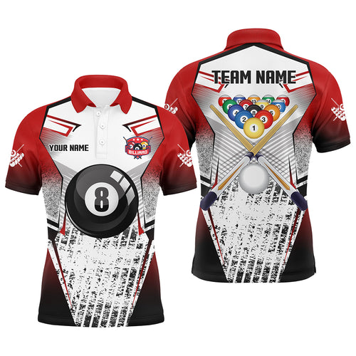 Personalized Billiard Balls Red Grunge Style Men Polo Shirts Custom Billiard Jerseys Sport TDM1167