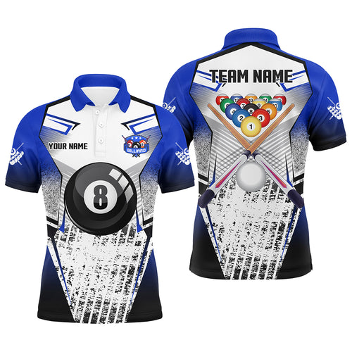 Personalized Billiard Balls Blue Grunge Style Men Polo Shirts Custom Billiard Jerseys Sport TDM1168