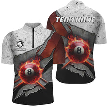 Load image into Gallery viewer, Personalized Grey Grunge Fire 8 Ball Pool  Billiard Men Shirts Custom Billiard Jersey For Pooler TDM1566