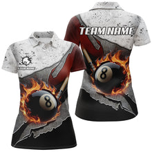 Load image into Gallery viewer, Personalized Grey Grunge Fire 8 Ball Pool  Billiard Women Shirts Custom Pool Player Shirts TDM1567