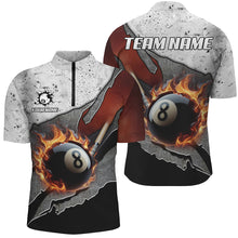 Load image into Gallery viewer, Personalized Grey Grunge Fire 8 Ball Pool  Billiard Men Shirts Custom Pool Player Shirts TDM1567