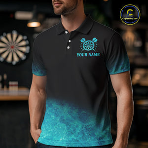 Personalized Sea Turquoise Gradient Darts Polo & Quarter Zip Custom Dart Shirt For Men Dart Jersey TDM4710