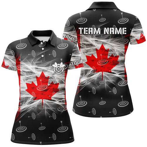 Personalized Canadian Flag Dart Polo Shirts For Women Custom Patriotic Canada Dart Team Jerseys TDM1177