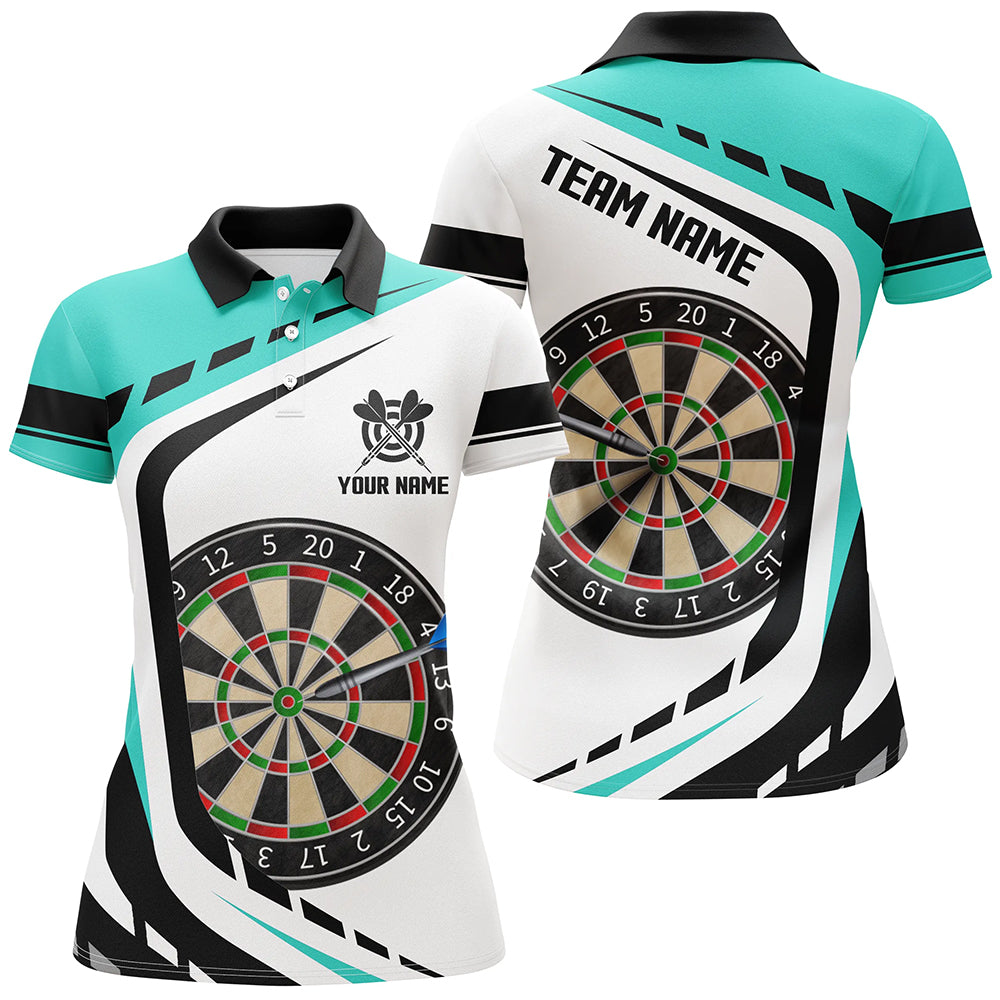 Personalized Dartboard Turquoise Jerseys Women Darts Polo Shirts Custom Darts Uniform For Team Player TDM1365