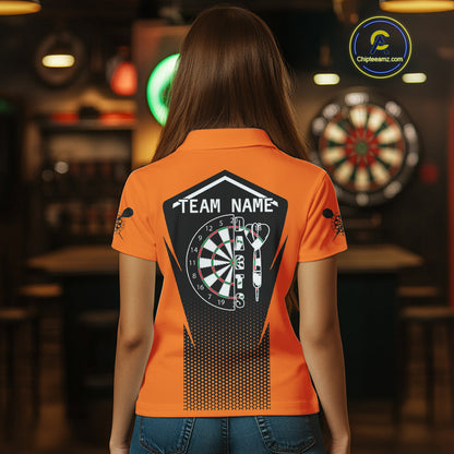 Orange Sport Style Dart Arrows Dart Polo & 1/4 Zip Shirts For Women, Dart Jerseys NYN0059
