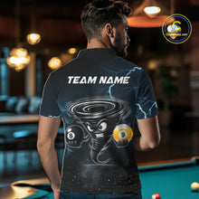 Load image into Gallery viewer, Back view of man wearing a tornado billiard jersey inside a game hall.
