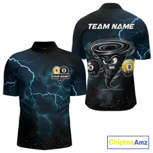 Load image into Gallery viewer, Tornado billiard quarter zip shirt for men built for pool tournaments and competitive league play.