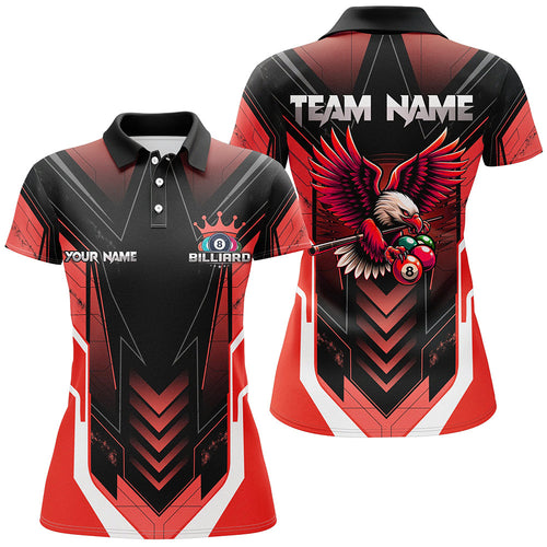 Personalized Funny Eagle Billiard Shirts For Women Custom Name Red Billiard Balls Sports Jerseys TDM2414