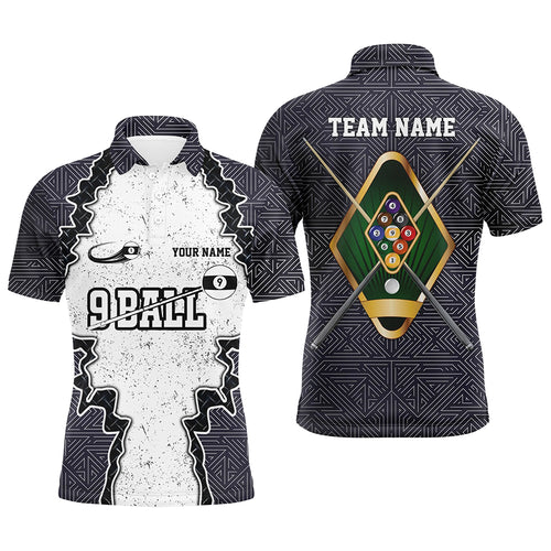 Personalized Armor 9 Ball Pool Billiard Men Polo Shirts Custom Name Funny 9 Ball Pool Team Shirts TDM0484