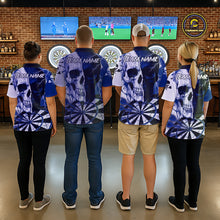 Load image into Gallery viewer, White &amp; Blue Skull Dartboard Custom Women Dart Quarter-Zip Shirt Retro Grunge Dart League Jerseys NYN2085