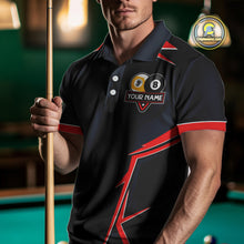 Load image into Gallery viewer, Billiard Jerseys For Men Custom Polo &amp; 1/4 Zip Billiard Team Shirt, 8 Ball &amp; 9 Ball Pool Shirt|Red TDM3830