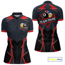 Load image into Gallery viewer, Billiard Jerseys For Women Custom Polo &amp; 1/4 Zip Billiard Team Shirt, 8 Ball &amp; 9 Ball Pool Shirt|Red TDM3830