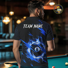 Load image into Gallery viewer, Blue 8 Ball Pool Thunder Lightning Storm Men&#39;s Billiard Shirt Custom Billiard Jersey Polo &amp; 1/4 Zip TDM3832