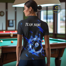 Load image into Gallery viewer, Blue 8 Ball Pool Thunder Lightning Storm Women&#39;s Billiard Shirt Custom Billiard Jersey Polo &amp; 1/4 Zip TDM3832