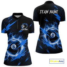 Load image into Gallery viewer, Blue 8 Ball Pool Thunder Lightning Storm Women&#39;s Billiard Shirt Custom Billiard Jersey Polo &amp; 1/4 Zip TDM3832