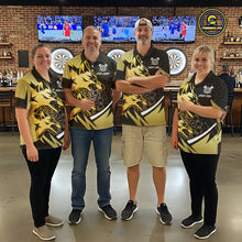 Load image into Gallery viewer, Black And Gold Dartboard Wolf Darts Shirt For Men Custom Darts Jersey Team Polo &amp; 1/4 Zip TDM6470
