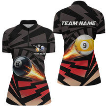 Load image into Gallery viewer, Personalized 8 Ball &amp; 9 Ball Light Fire Billiard Shirts For Women Custom Billiard Apparel Jerseys TDM1957