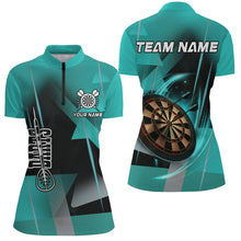 Load image into Gallery viewer, Personalized Darts Polo &amp; Quarter-Zip 3D Printed Shirts For Women Custom Turquoise Darts Team Jersey TDM1959