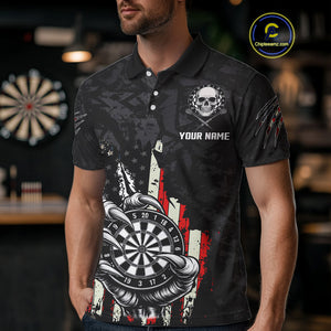 Funny Claw Tearing US Flag Darts Shirt For Men Custom Patriotic Skull Darts Team Jerseys TDM4503