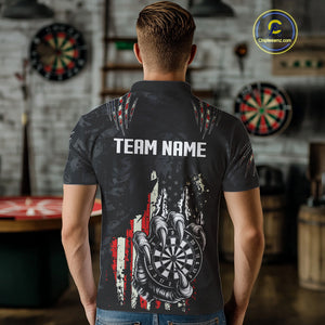 Funny Claw Tearing US Flag Darts Shirt For Men Custom Patriotic Skull Darts Team Jerseys TDM4503