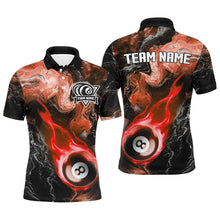 Load image into Gallery viewer, Red 8 Ball Pool Fire Flame Abstract Pattern Custom Billiard Shirts For Men, Billiard Team Jerseys TDM2668