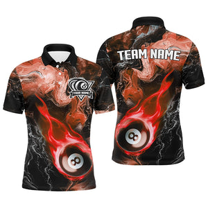 Red 8 Ball Pool Fire Flame Abstract Pattern Custom Billiard Shirts For Men, Billiard Team Jerseys TDM2668