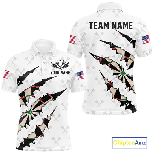 Personalized Scratch Darts Shirt For Men Custom Darts Jersey Team Polo & Quarter Zip |White TDM5867