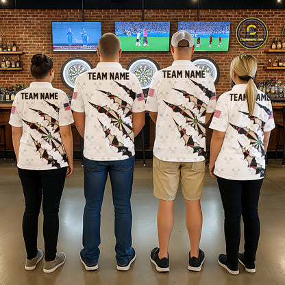 Personalized Scratch Darts Shirt For Men Custom Darts Jersey Team Polo & Quarter Zip |White TDM5867