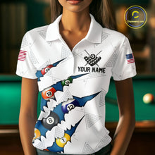 Load image into Gallery viewer, Personalized Scratch 8 Ball Billiard Shirt For Women Custom Pool Jersey, Billiard Team Shirt |Blue TDM5870