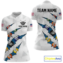 Load image into Gallery viewer, Personalized Scratch 8 Ball Billiard Shirt For Women Custom Pool Jersey, Billiard Team Shirt |Blue TDM5870
