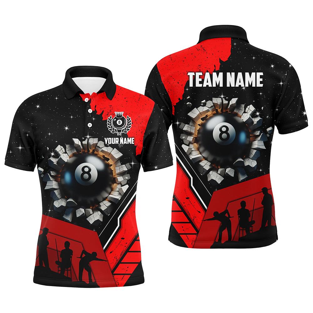 Personalized Purple Funny 8 Ball Pool Crack Men Polo Shirts Custom Team League Billiard Jersey TDM1380