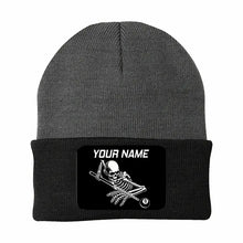 Load image into Gallery viewer, Personalized Skull 8 Ball Billiard Knit Beanie Hat With Rectangle Patch Custom Billiard Knit Cap TDM4940