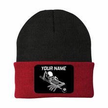 Load image into Gallery viewer, Personalized Skull 8 Ball Billiard Knit Beanie Hat With Rectangle Patch Custom Billiard Knit Cap TDM4940