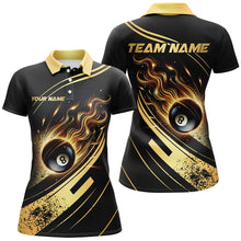 Load image into Gallery viewer, Personalized Black Golden 8 Ball Pool Fire Billiard Shirts For Women Team League Billiard Jerseys TDM2913