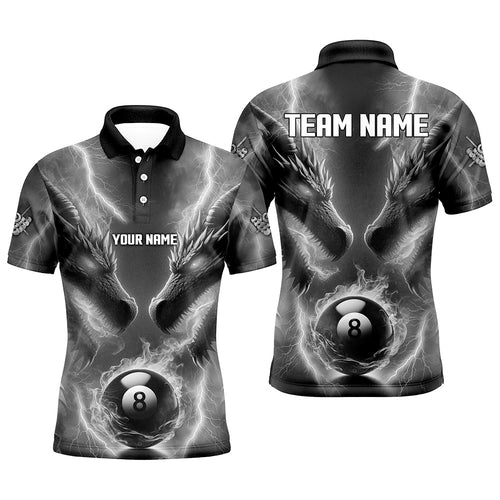 Custom Grey Lightning 3D Dragon 8 Ball Pool Billiard Shirts For Men, Team League Billiard Jerseys TDM2673