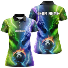 Load image into Gallery viewer, Custom Blue Purple Fire 3D Dragon 8 Ball Pool Billiard Shirts For Women, Team League Billiard Jerseys TDM2674